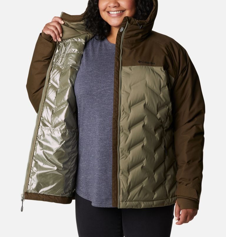 Columbia Grand Trek Hette Dunjakker Dame Olivengrønne | Plus Size 28913S